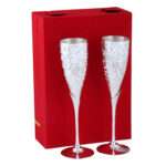 Professional Handicrafts Silver Plated Wine Glasses, Metal Goblet, Champagne Flutes, Diwali, Wedding Anniversary Gift for Couple Marriage, Corporate Clients - Set of 2